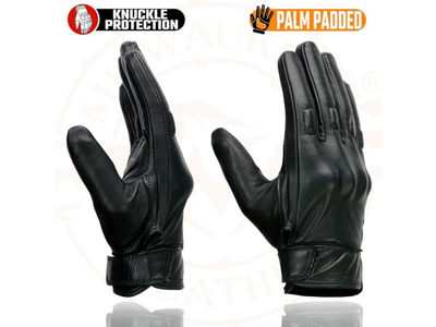  Men's Black Leather Gel Padded Palm Motorcycle Hand Gloves
