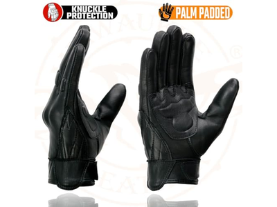  Men's Black Leather Gel Padded Palm Motorcycle Hand Gloves
