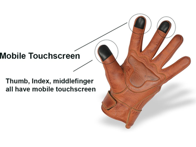 Men's Premium Waxed Austin Brown Leather Perforated Motorcycle Gloves